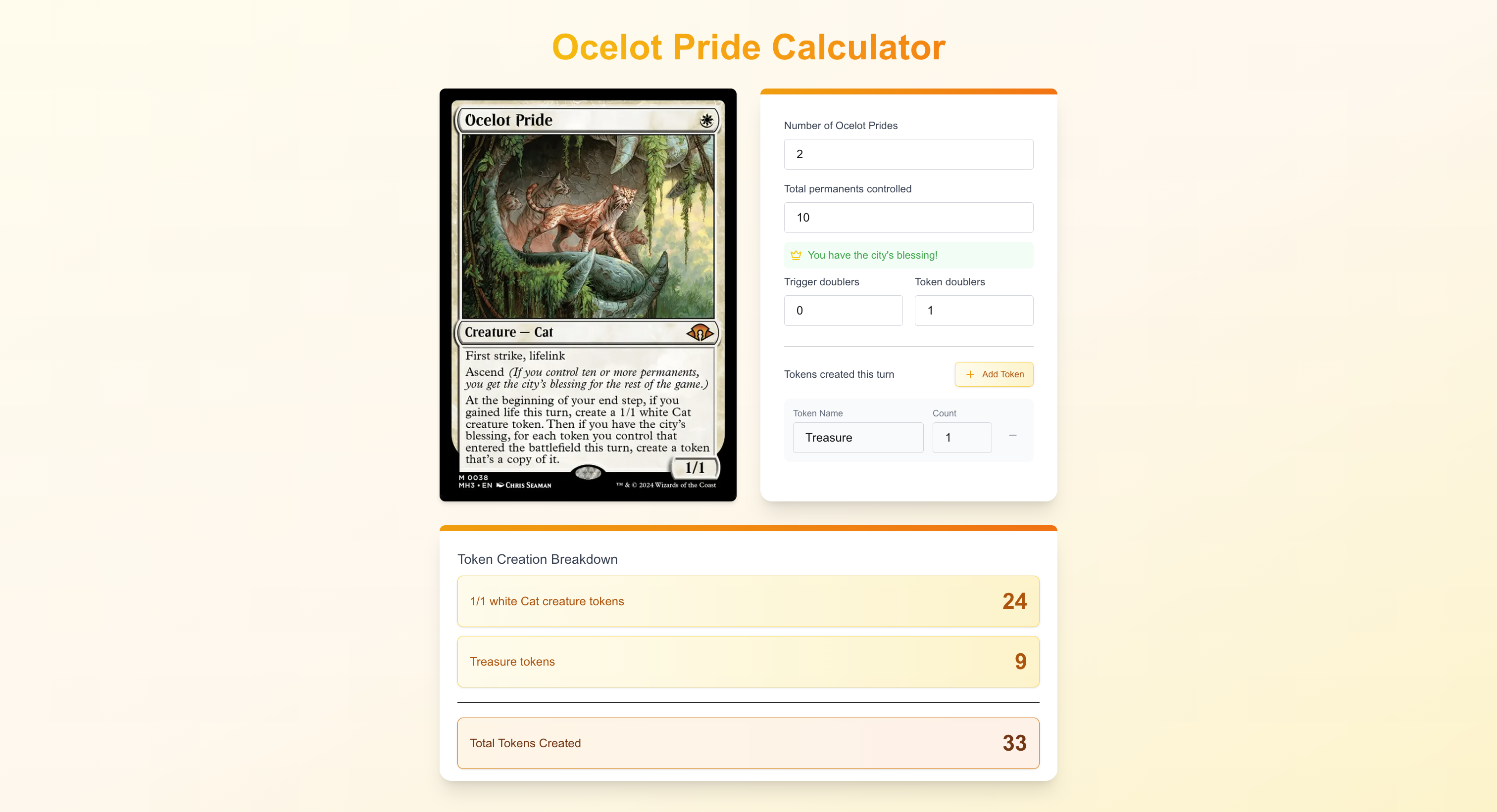 Ocelot Pride Calculator